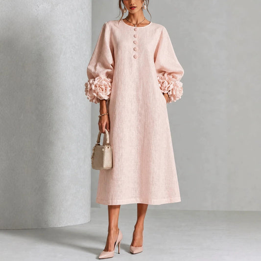 Ivy | Vestido midi con puños florales