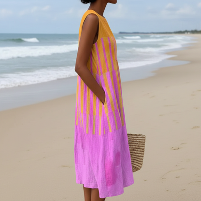 Lucy | Vestido midi de rayas Sunset