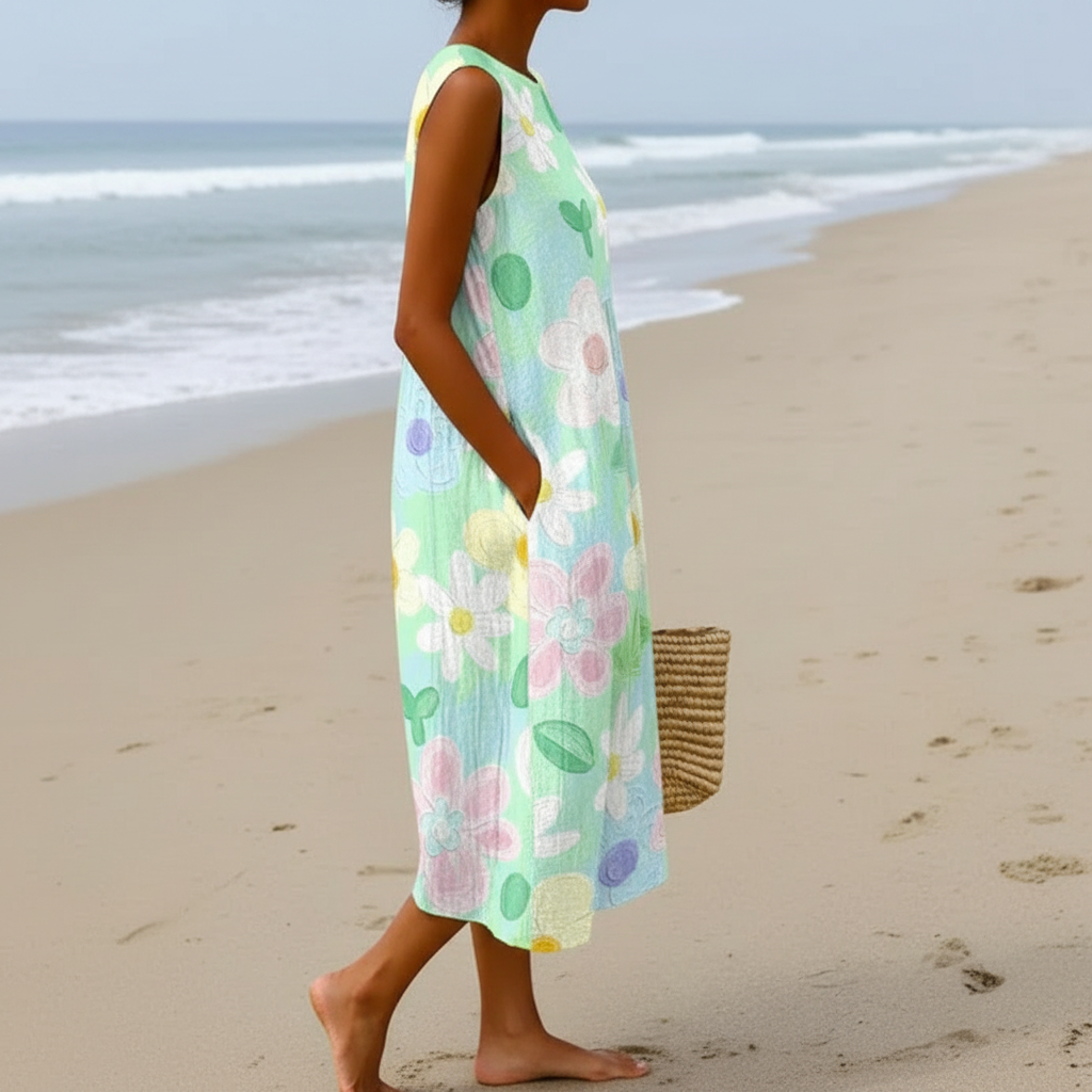 Erin | Vestido midi con flores pastel
