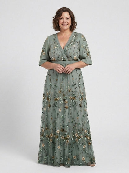 Elodie – Vestido largo floral con escote en V