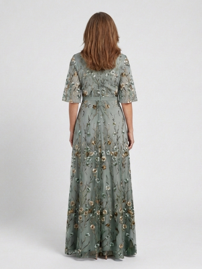 Elodie – Vestido largo floral con escote en V