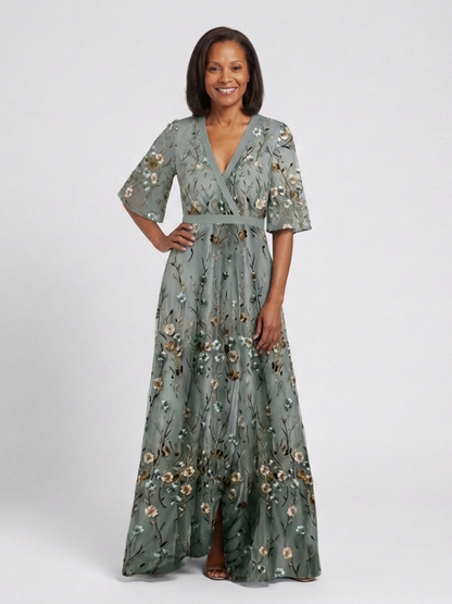 Elodie – Vestido largo floral con escote en V
