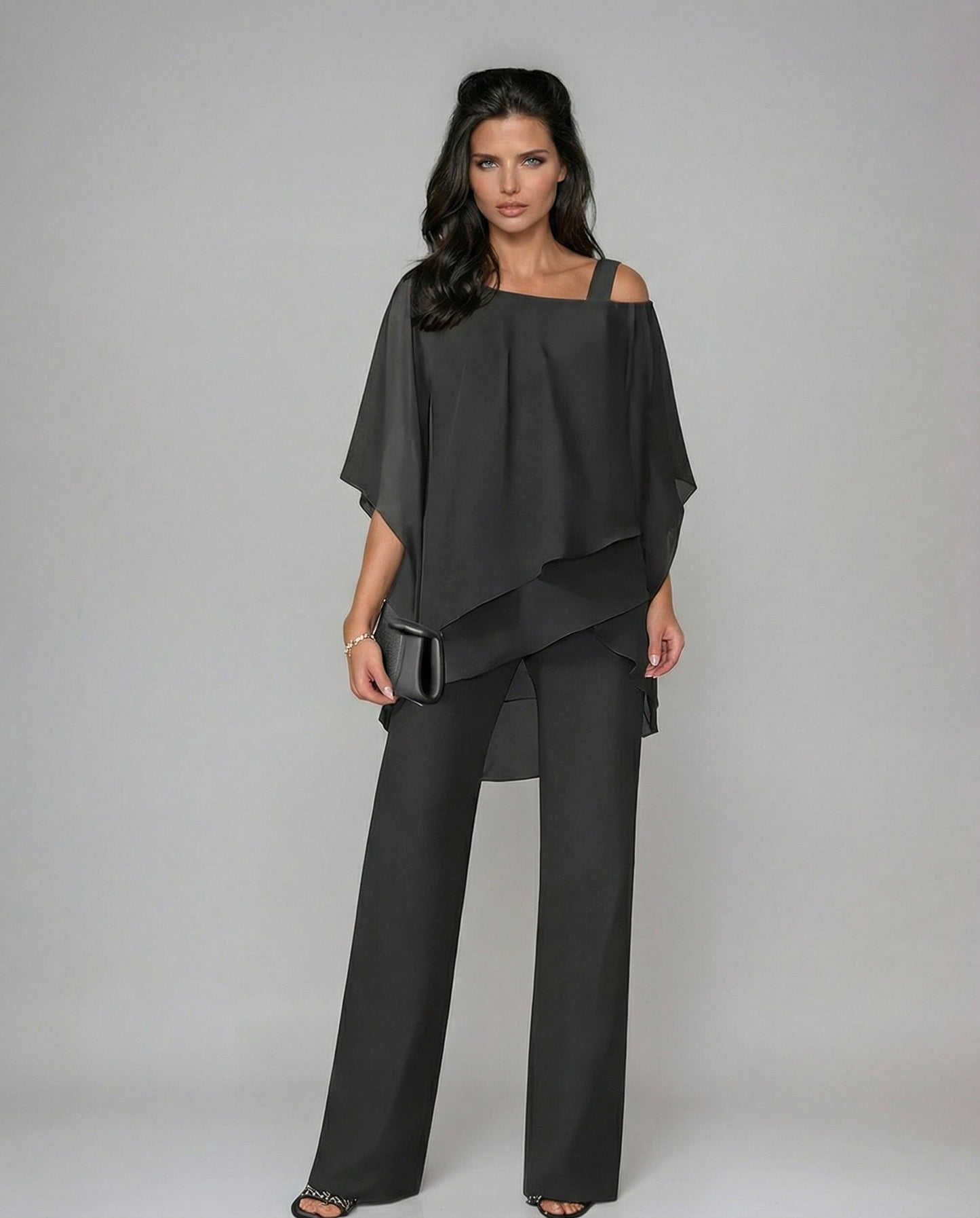 Loretta - Conjunto de algodón con mangas murciélago y pantalón ancho