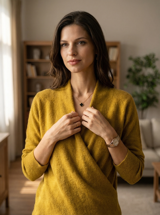 Sofía - Blusa de lana suave con escote cruzado