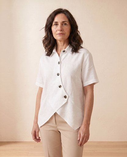 Carmen - Blusa asimétrica elegante de manga corta