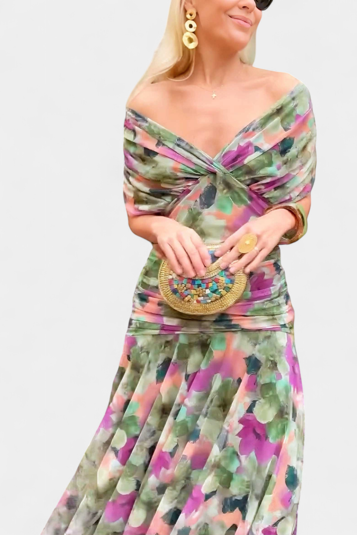 Camille – Vestido midi drapeado cruzado