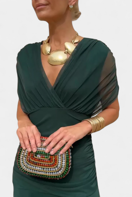 Camille – Vestido midi drapeado cruzado