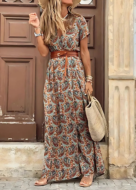 Justine – Vestido largo fluido con cinturón