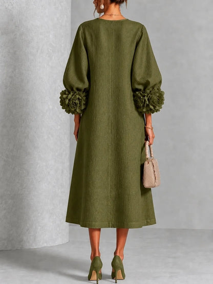 Ivy | Vestido midi con puños florales