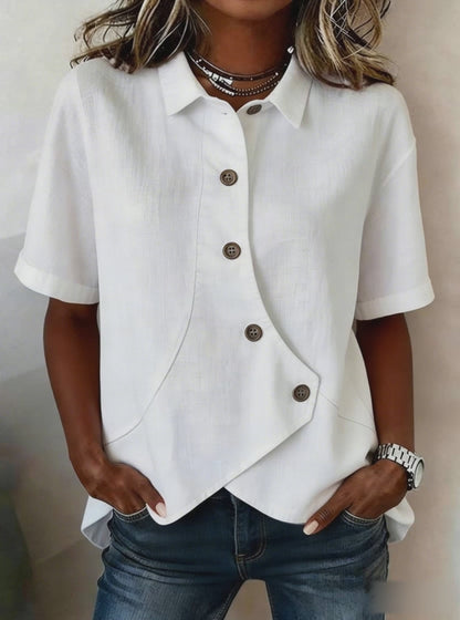 Carmen - Blusa asimétrica elegante de manga corta