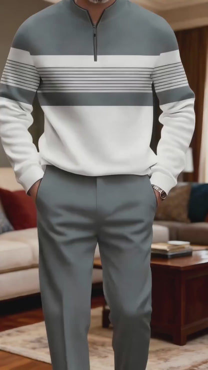 Conjunto de hombre: jersey con estampado gráfico y pantalón.