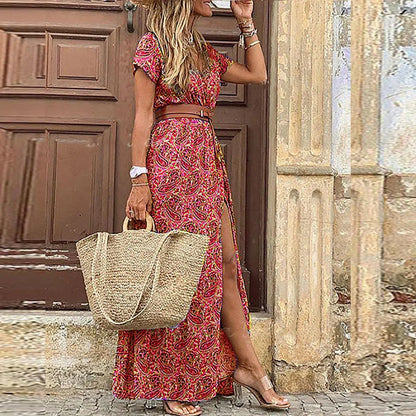 Justine – Vestido largo fluido con cinturón