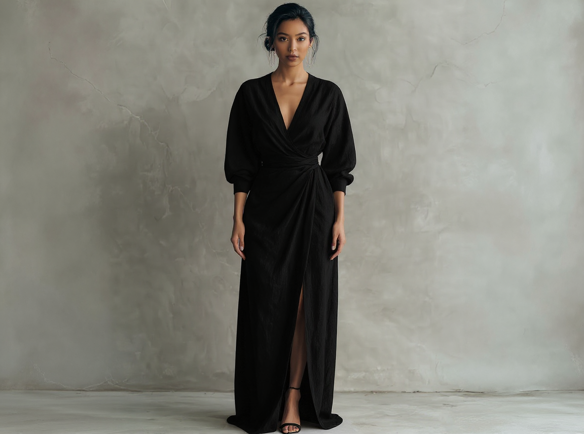 Rosa | Vestido largo minimalista con escote en V