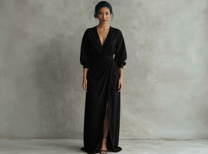 Rosa | Vestido largo minimalista con escote en V