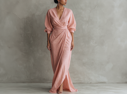 Rosa | Vestido largo minimalista con escote en V