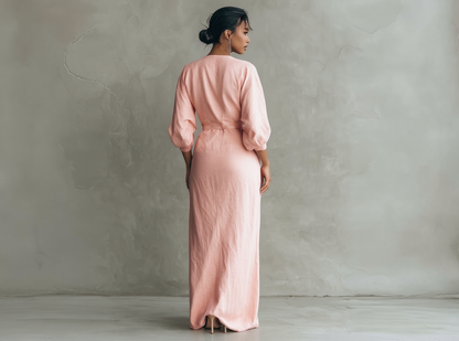 Rosa | Vestido largo minimalista con escote en V