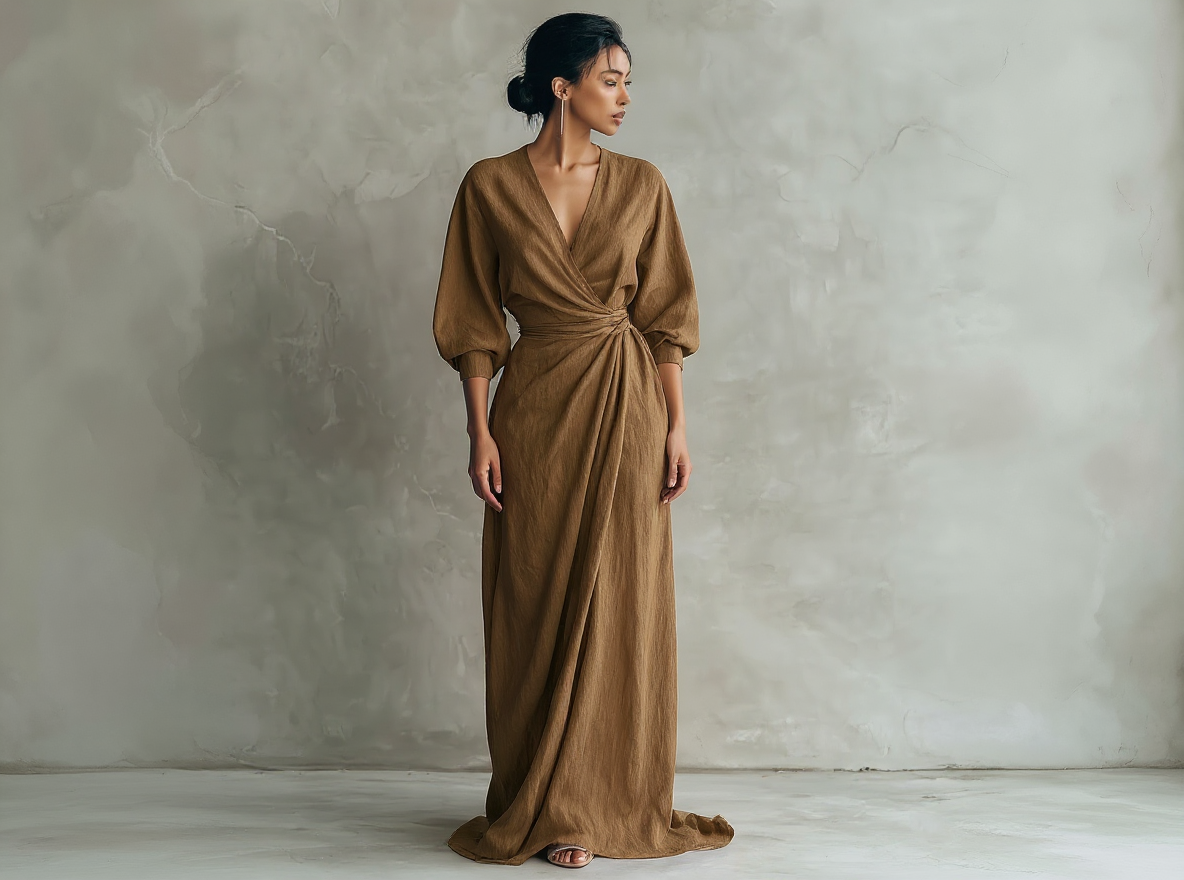 Rosa | Vestido largo minimalista con escote en V