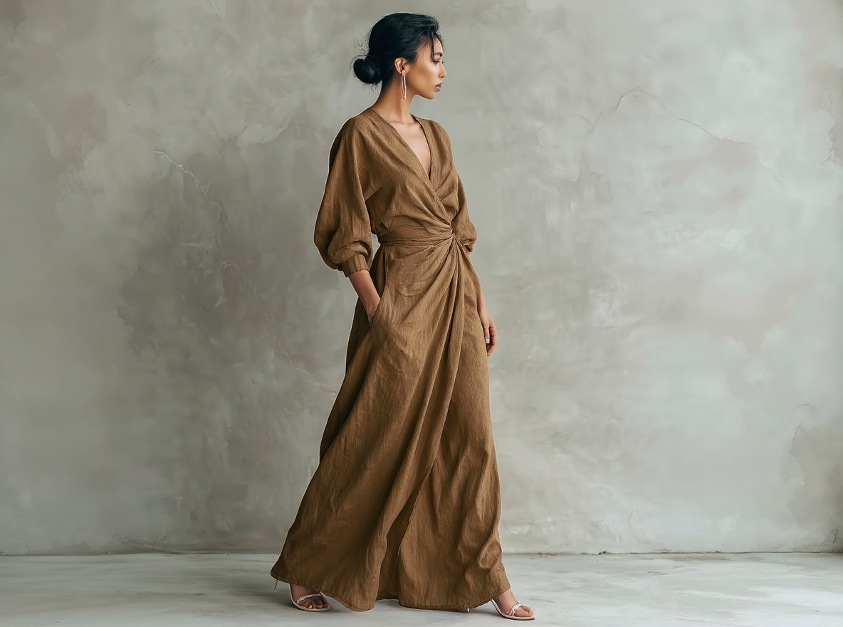 Rosa | Vestido largo minimalista con escote en V