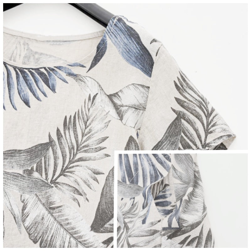 Alma – Vestido estampado botánico cuello redondo