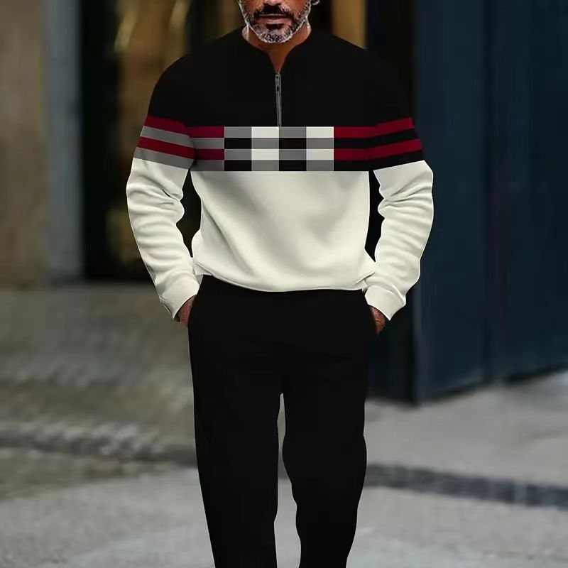 Conjunto de hombre: jersey con estampado gráfico y pantalón.