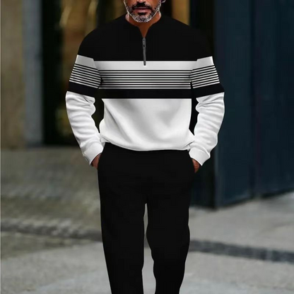 Conjunto de hombre: jersey con estampado gráfico y pantalón.