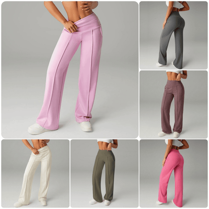Pantalones casuales de mujer de cintura alta y pierna ancha