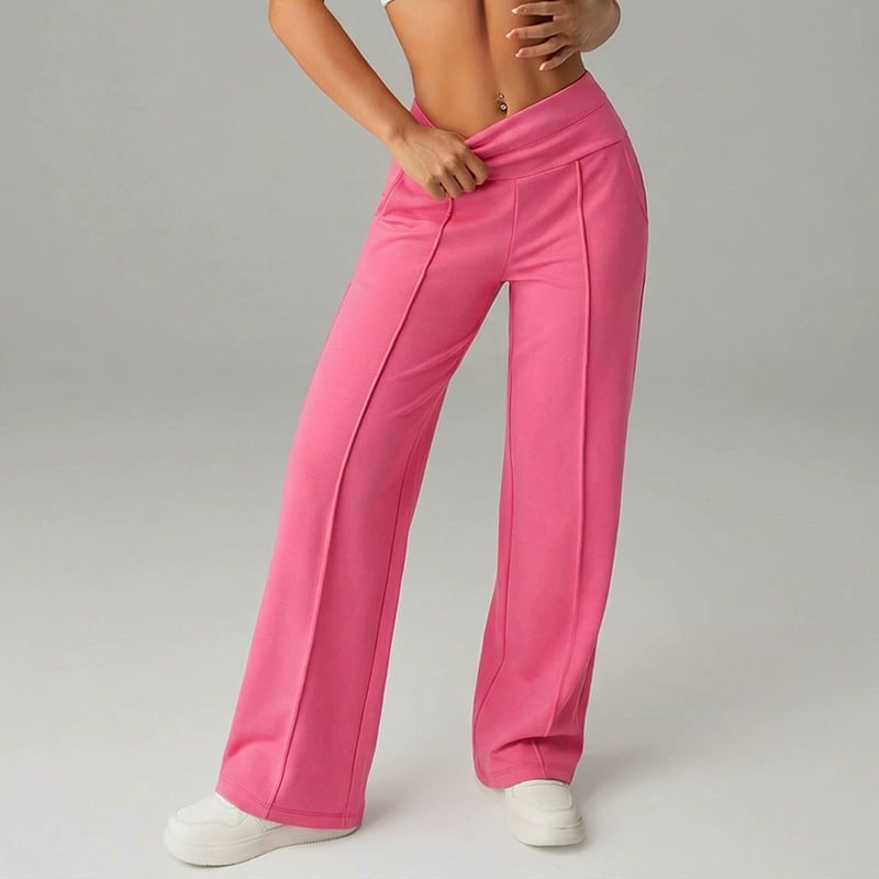 Pantalones casuales de mujer de cintura alta y pierna ancha