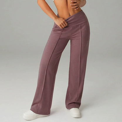 Pantalones casuales de mujer de cintura alta y pierna ancha