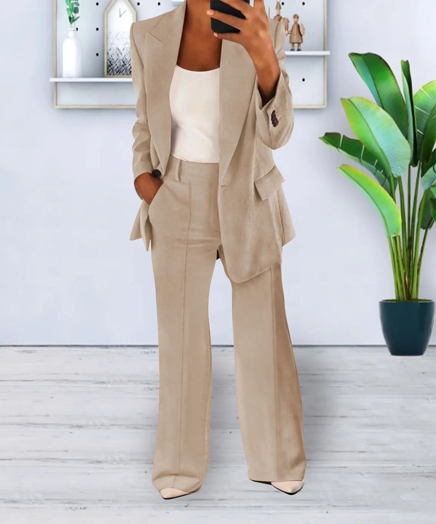 Bianca - Conjunto elegante con blazer estructurado y pantalón recto